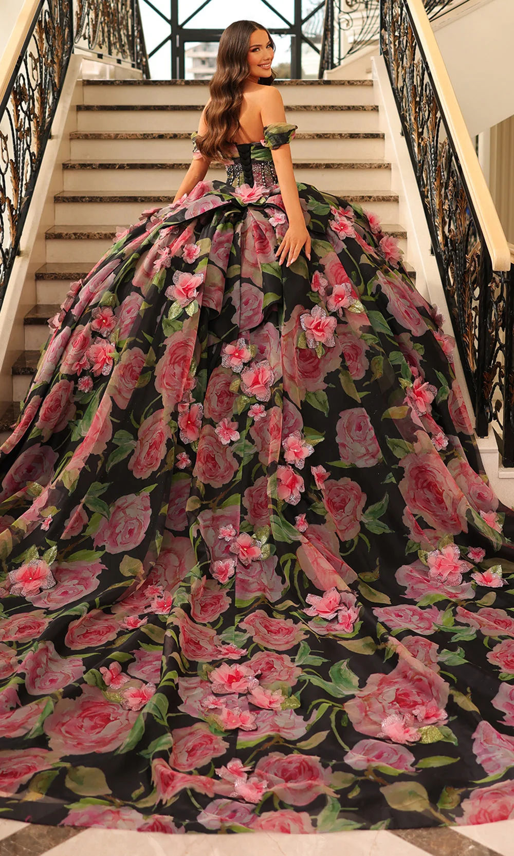 Amarra 54214 - Floral Printed Ballgown - Image 2