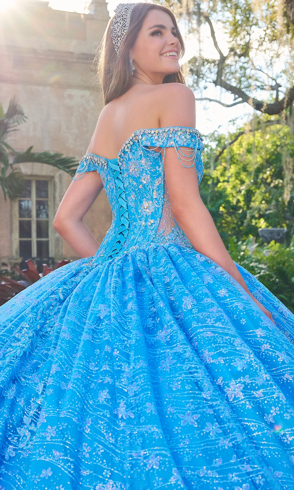 Amarra 54220 - Floral Patterned Ballgown - Image 10