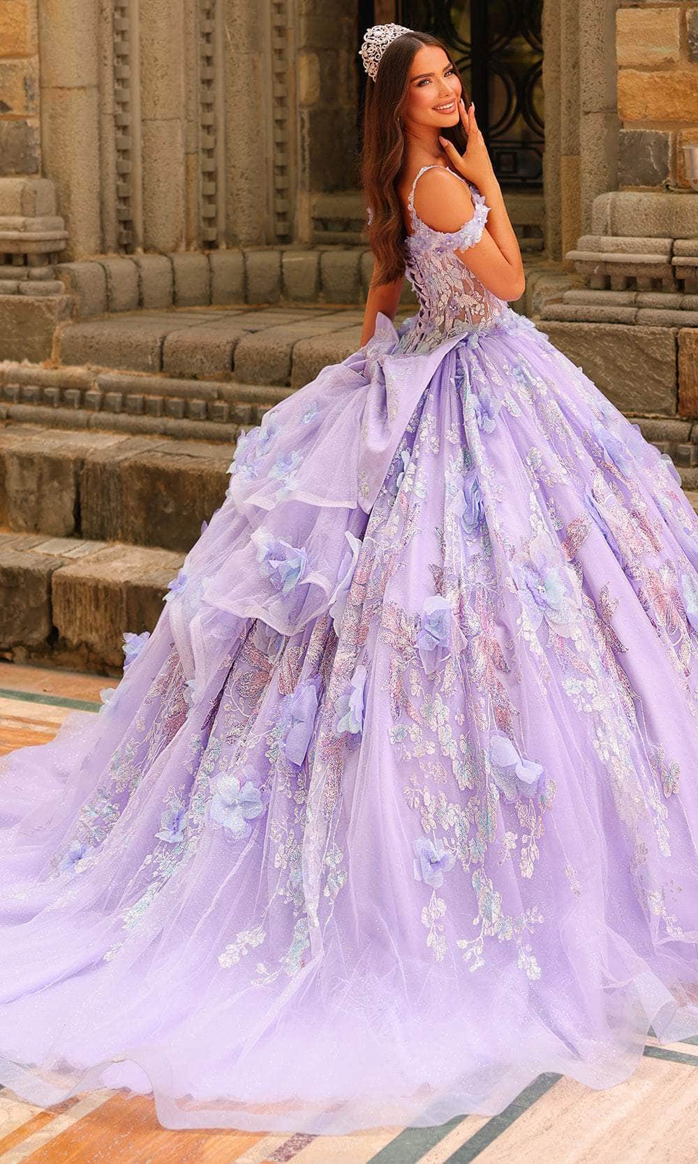 Amarra 54232 - Floral Glittered Ballgown - Image 6