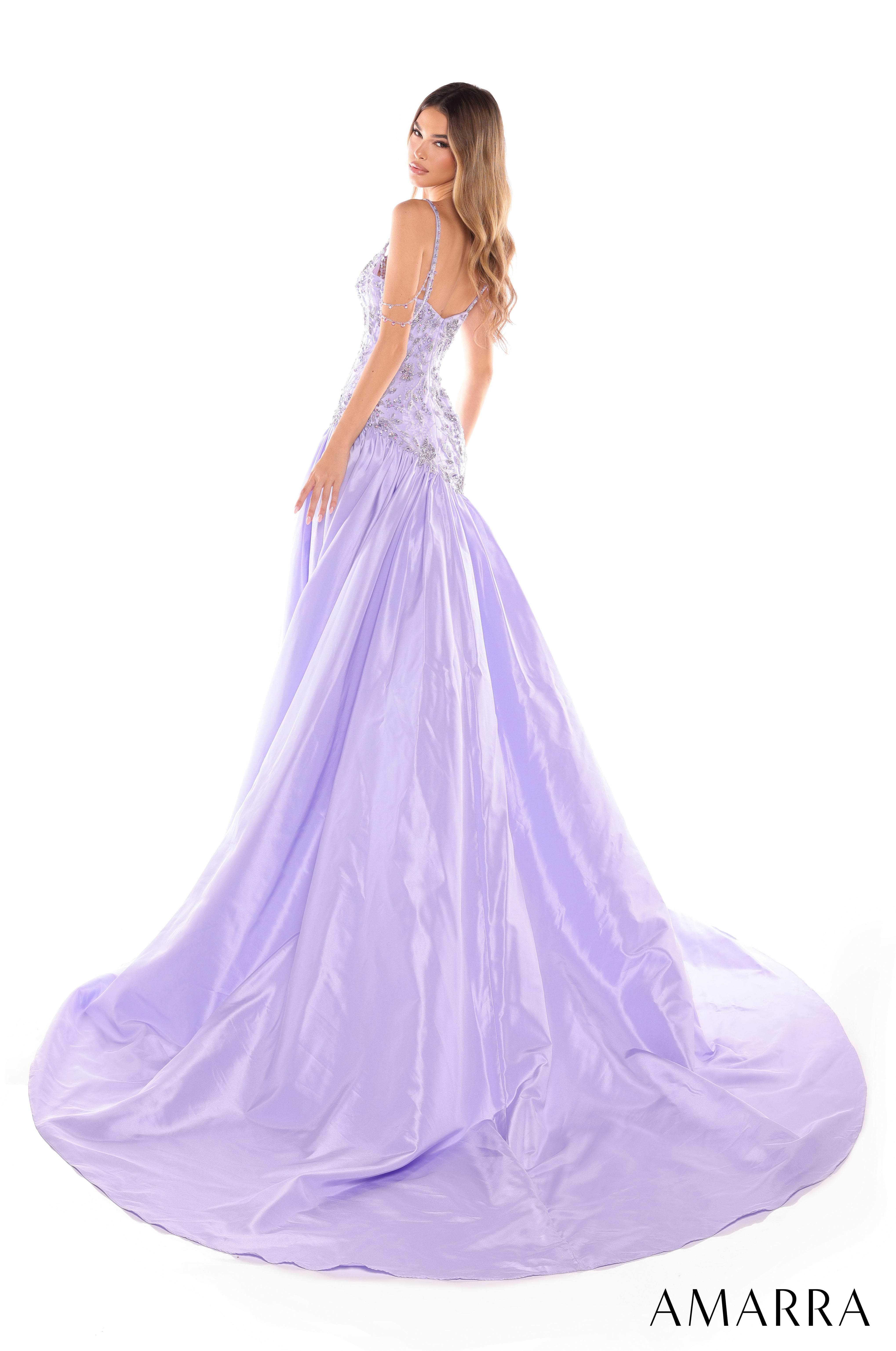 Amarra 88442 - Embellished A-Line Gown with Bow Accent - Image 2