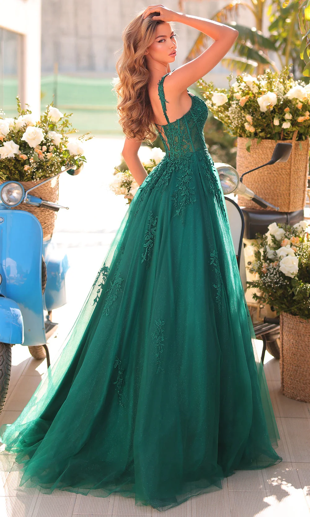 Amarra 88970 - Plunging Sweetheart Lace Appliqued Gown - Image 2