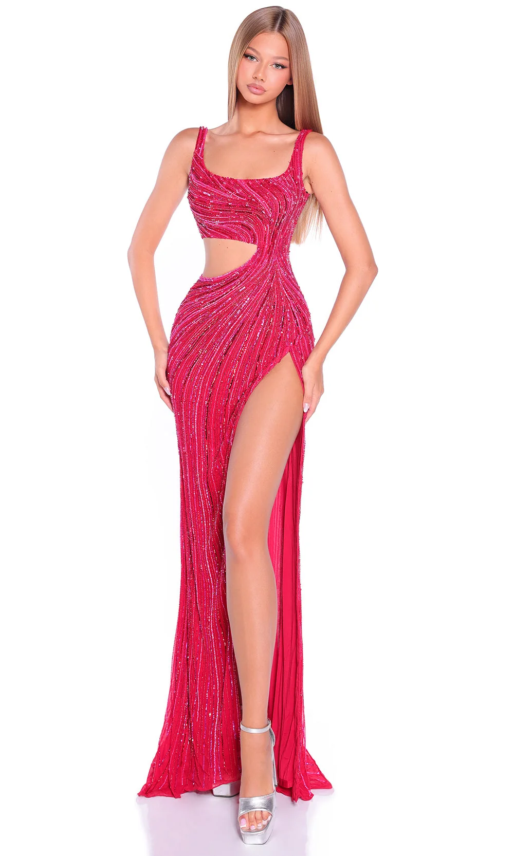 Amarra 89061 - Square Neck Embellished Long Dress - Image 4