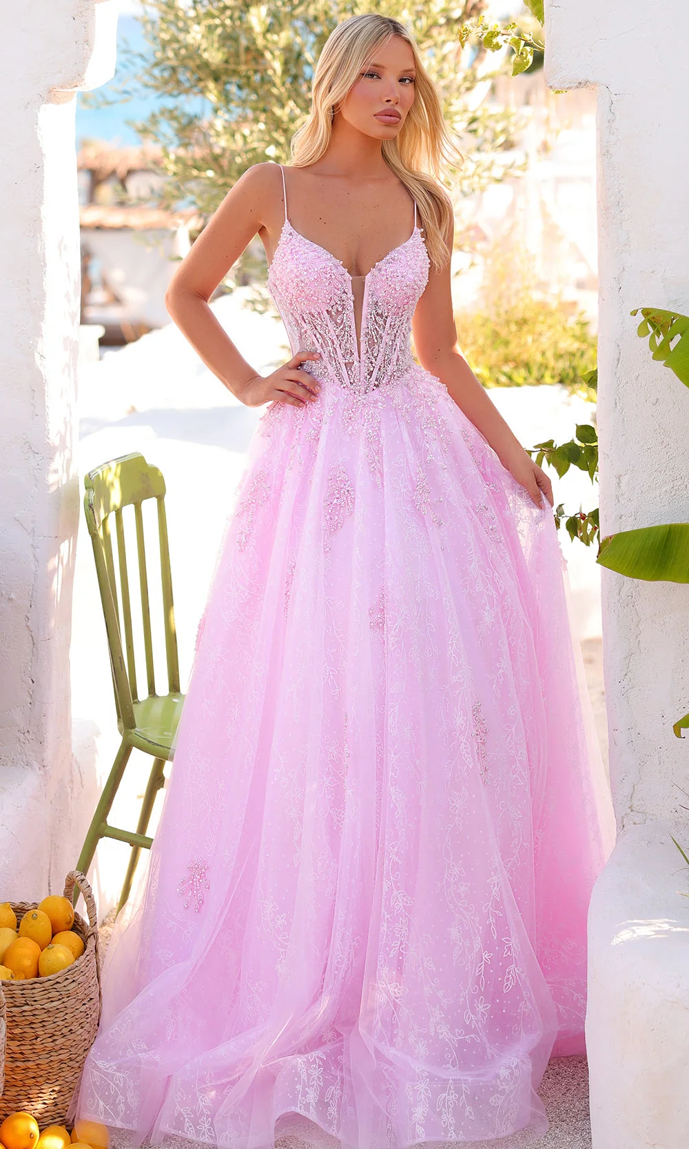 Amarra 89425 - Bead Embellished Illusion Corset Ballgown