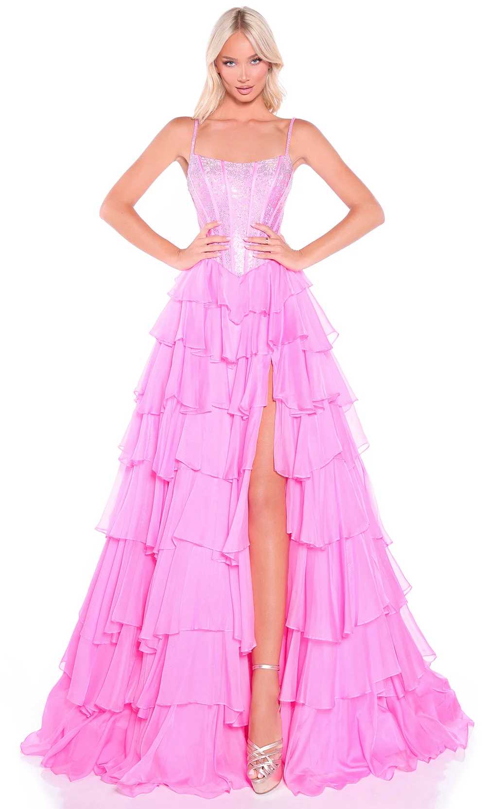 Amarra 89459 - Spaghetti Strap Corset Ruffle Ballgown - Image 5