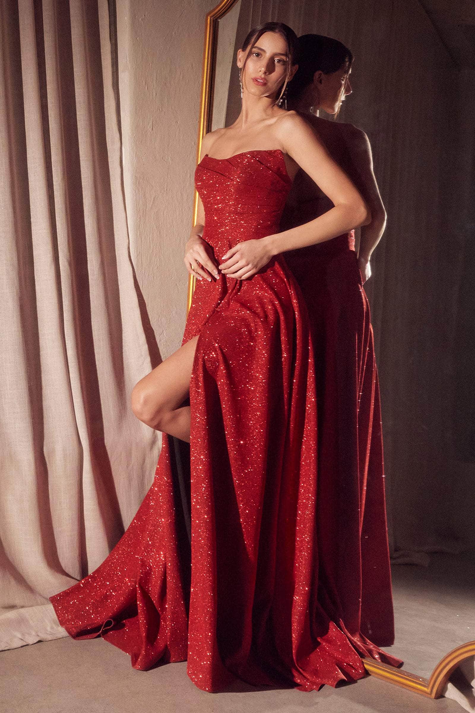 Amoris by Ladivine T701 - Glitter Dusted A-Line Evening Dress - Image 10