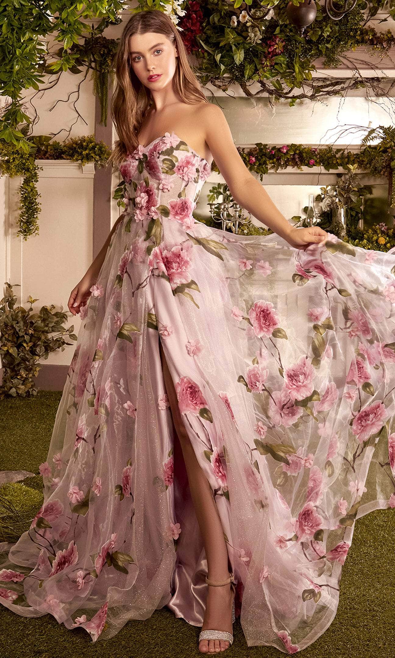 Strapless Floral Prom Dress - Image 3