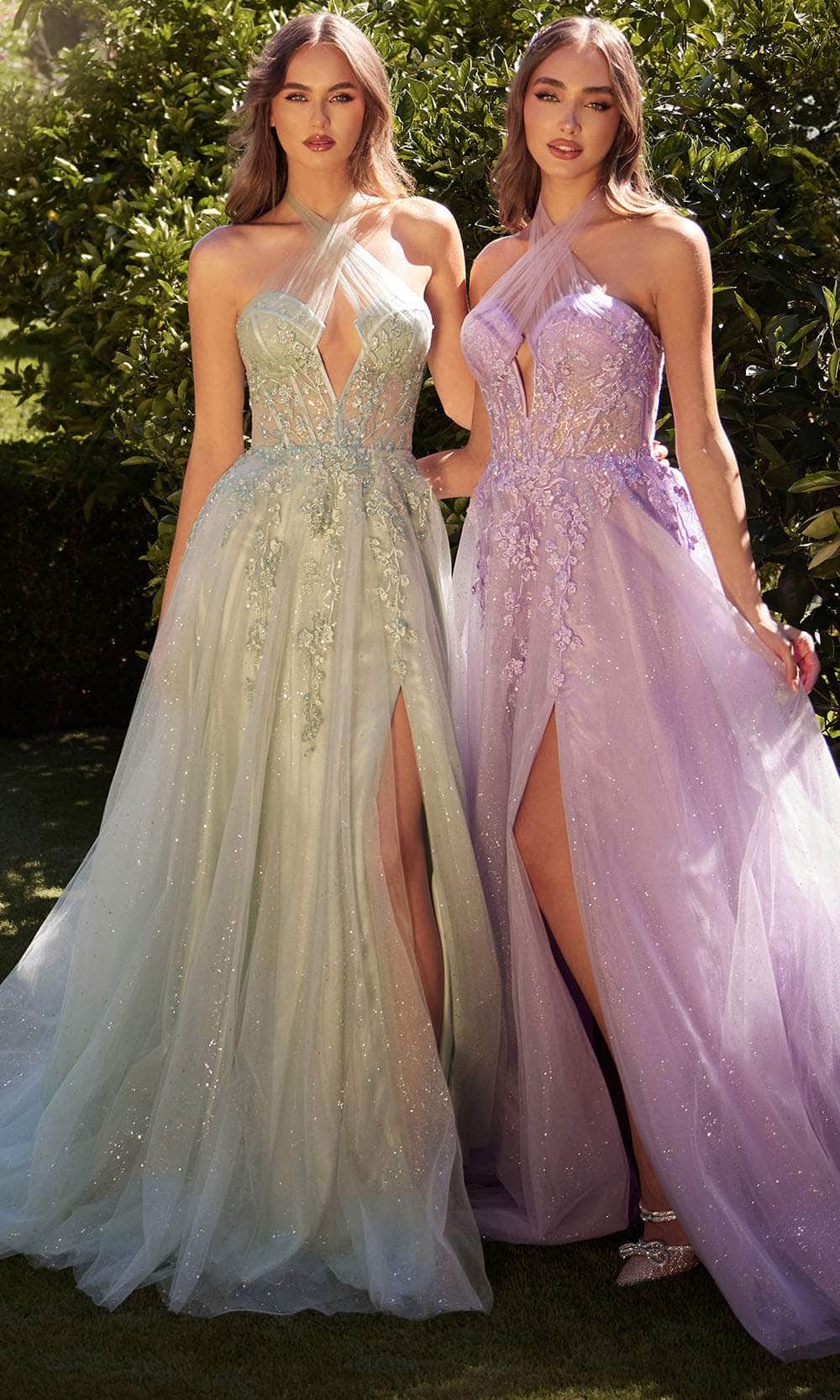 Embellished Applique Halter Prom Gown - Image 5