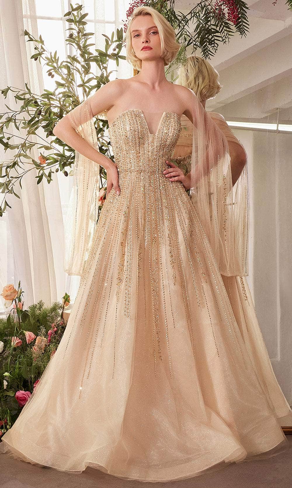 Andrea and Leo A1369 - V-Neck Ombre Beaded Prom Gown