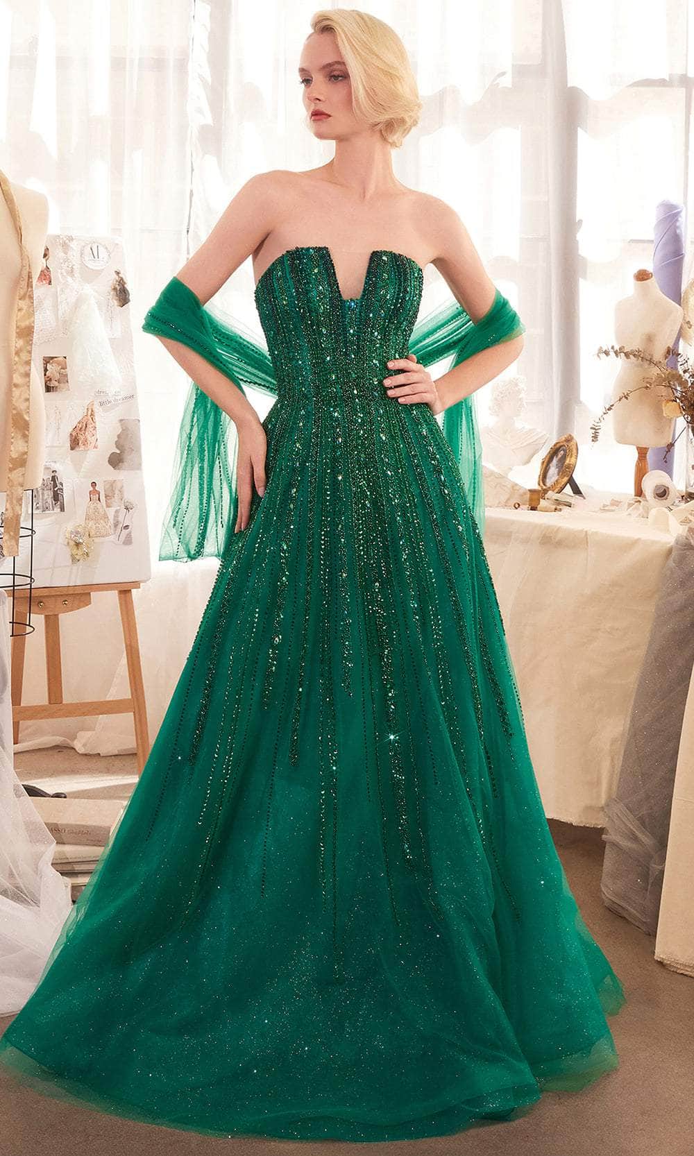 Andrea and Leo A1369 - V-Neck Ombre Beaded Prom Gown - Image 3