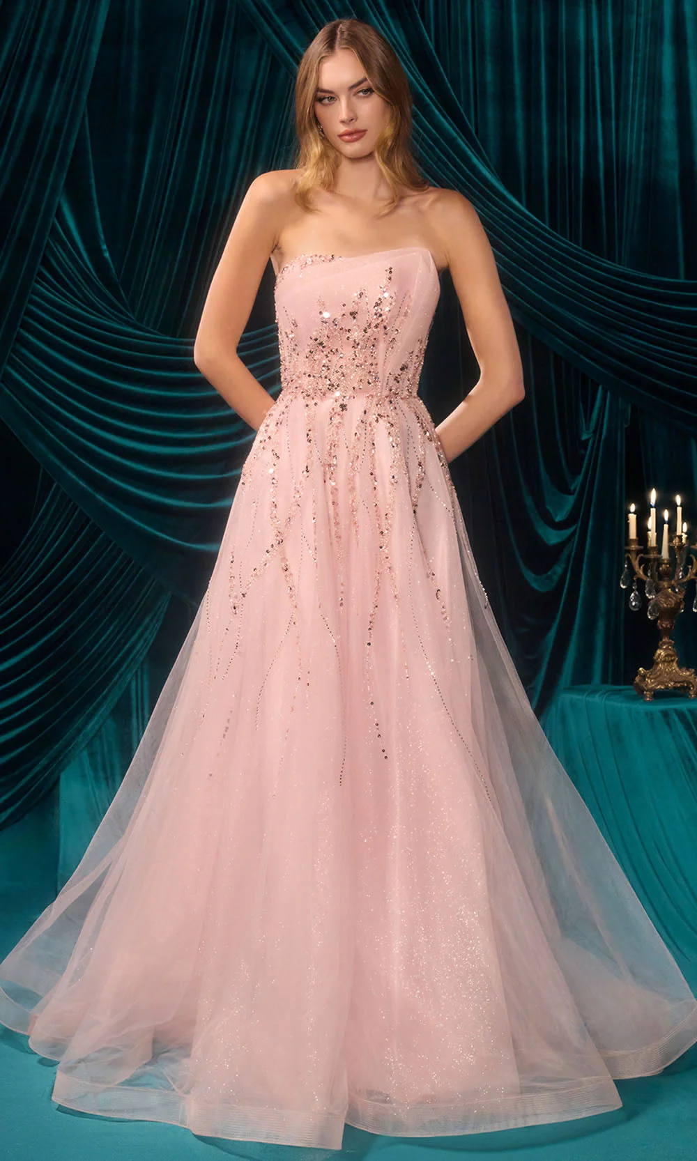 Andrea and Leo A1491 - Asymmetric Bead Embellished Long Gown - Image 5