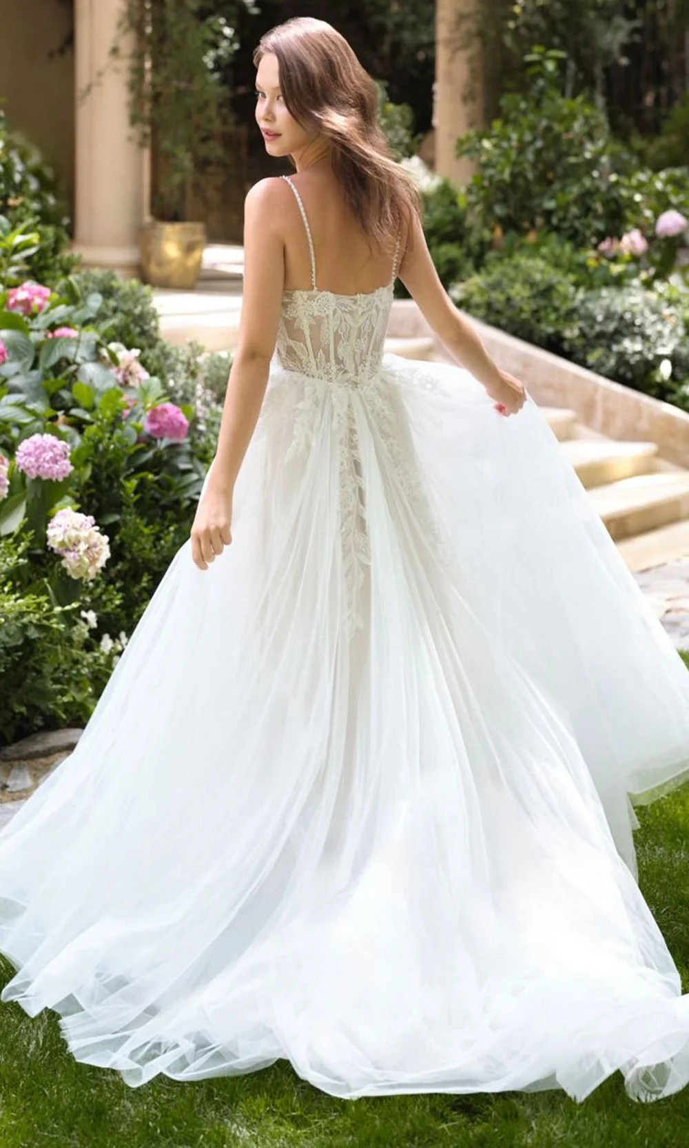 Andrea and Leo WL087 - Beaded Strap V-Neck Tulle Wedding Gown - Image 2