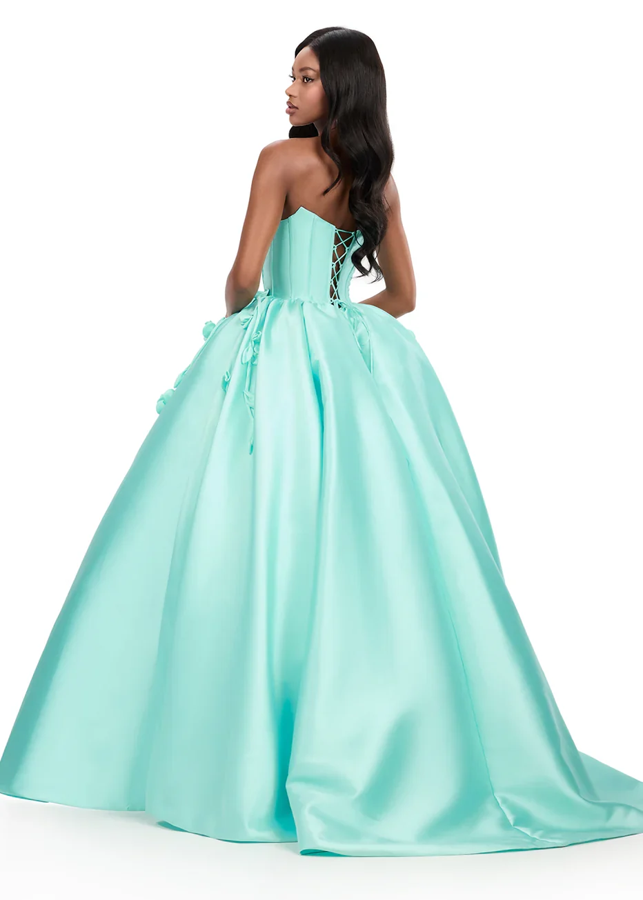Ashley Lauren 12062 - Strapless Corset Floral Evening Gown - Image 5