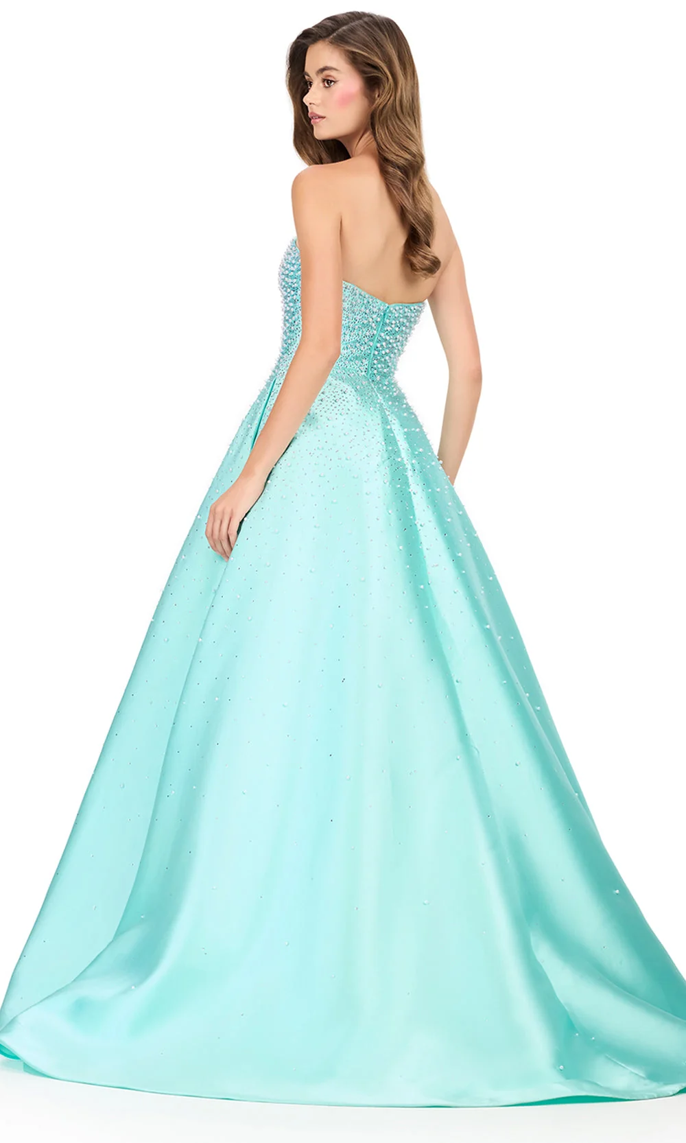 Ashley Lauren 12192 - Pearl Embellished Strapless Mikado Dress - Image 2