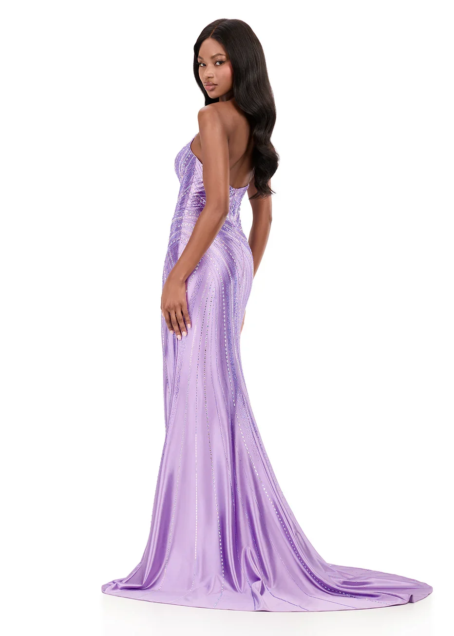 Ashley Lauren 12267 - Strapless Jersey High Slit Dress - Image 11
