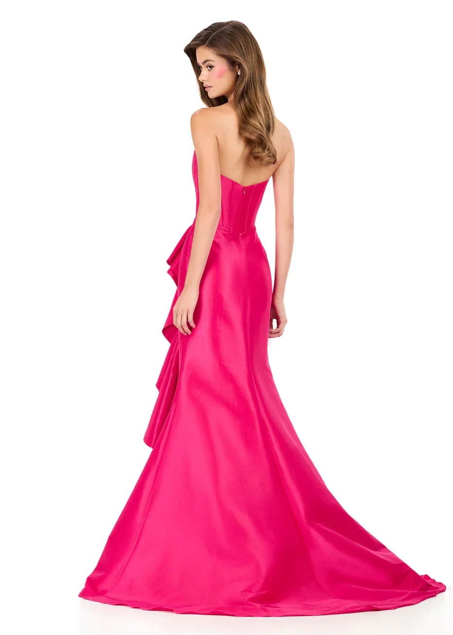 Ashley Lauren 12287 - Side Ruffle Taffeta Sweetheart Dress - Image 13