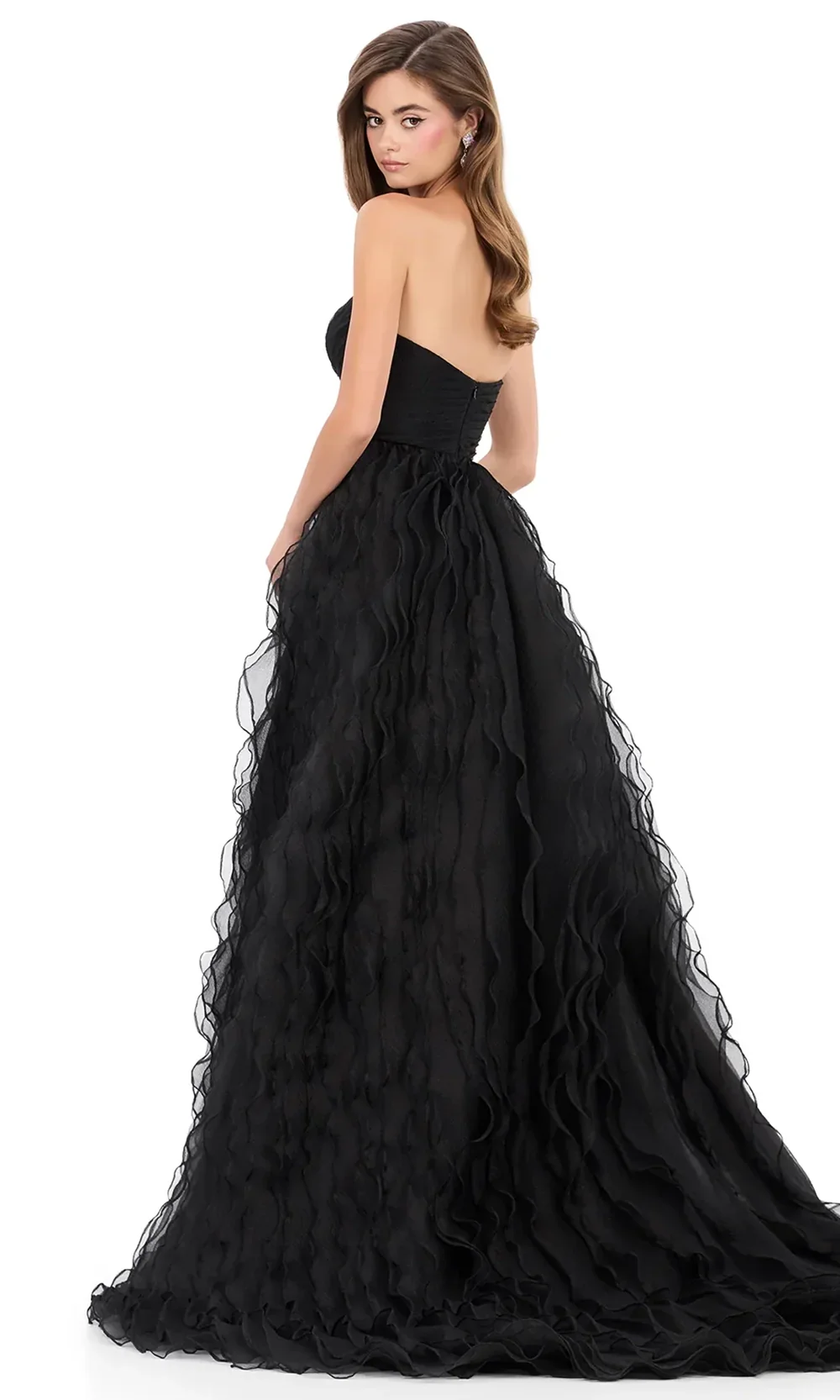 Ashley Lauren 12306 - Cascading Ruffle Strapless Ballgown - Image 2