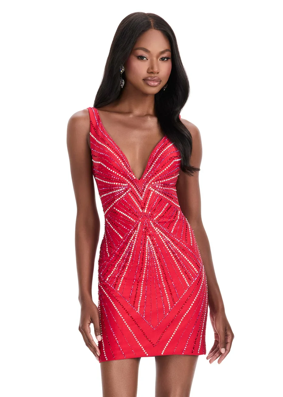 Ashley Lauren 4723 - Sleeveless Geometric Cocktail Dress - Image 6