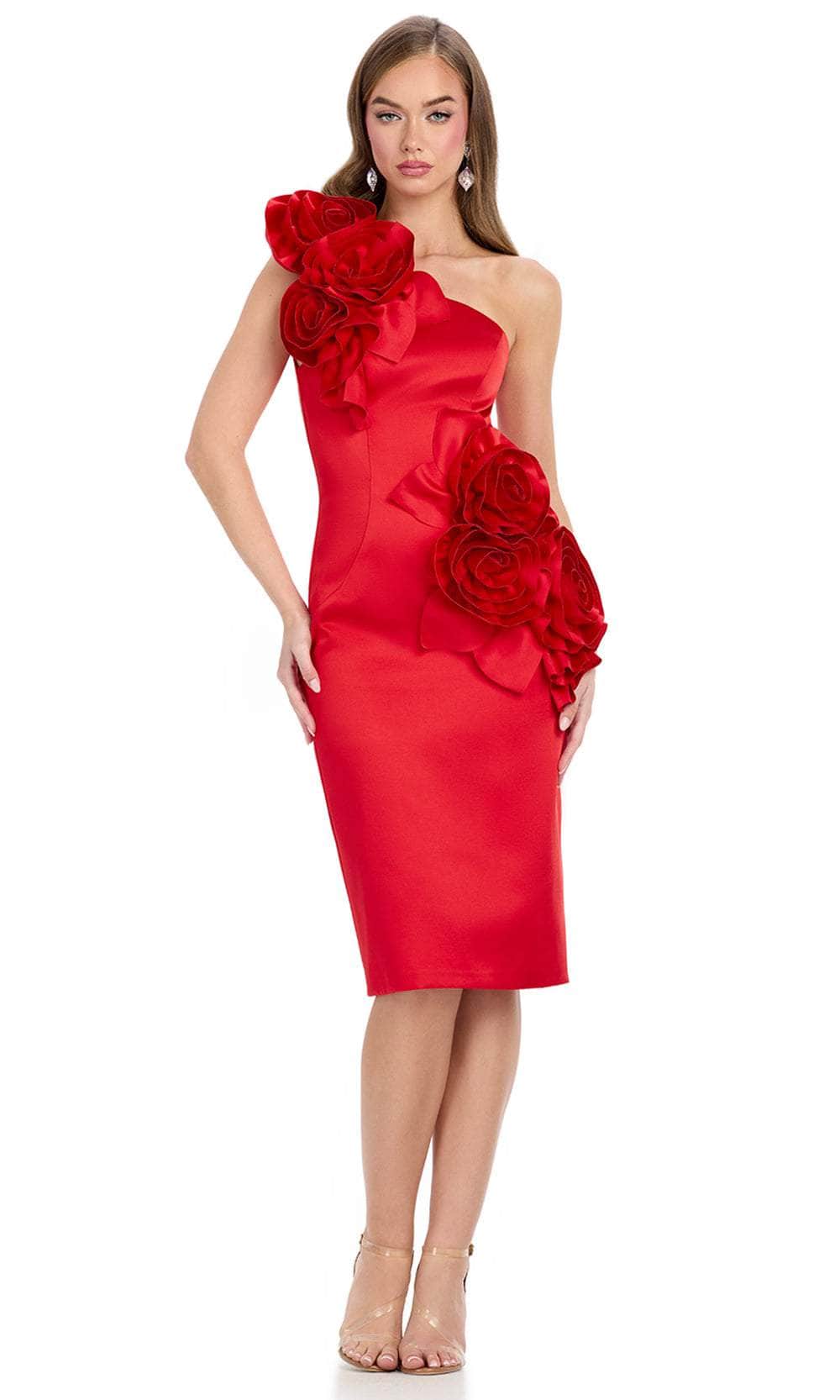 Ashley Lauren 4814 - Asymmetric Satin Short Party Dress
