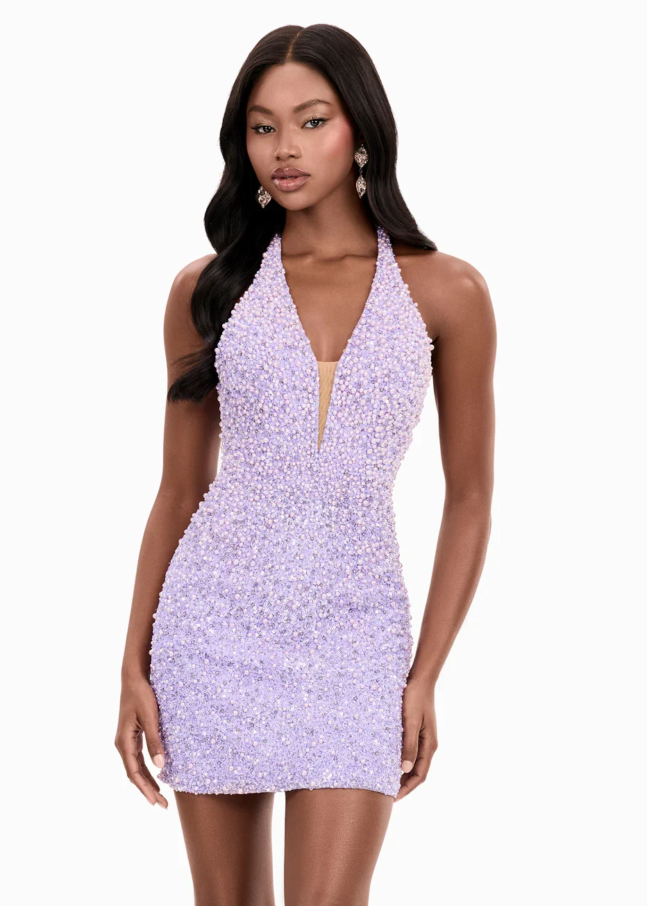Ashley Lauren 4956 - Open Back Fully Beaded Short Dress - Image 5