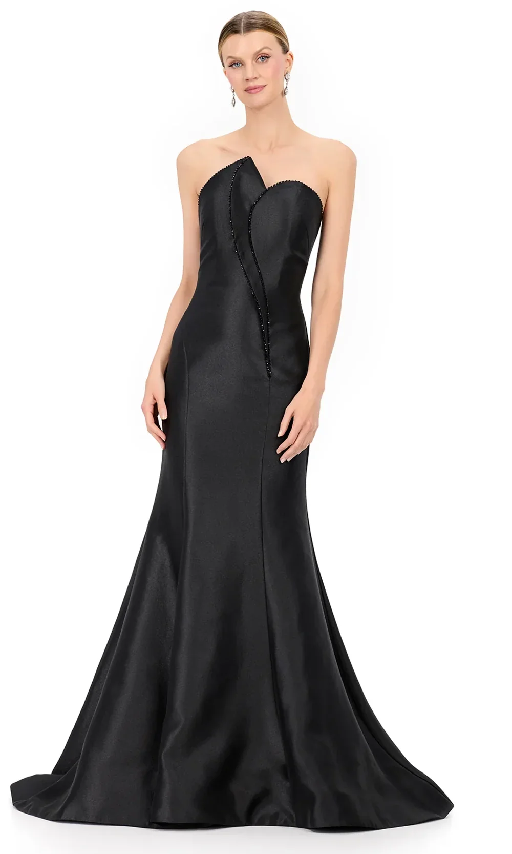Ashley Lauren E12318 - Asymmetric Neck Sculpted Mermaid Dress