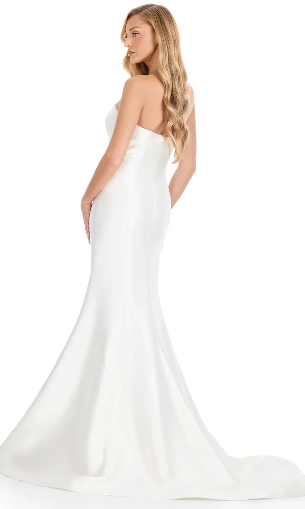 Ashley Lauren E12318 - Asymmetric Neck Sculpted Mermaid Dress - Image 4