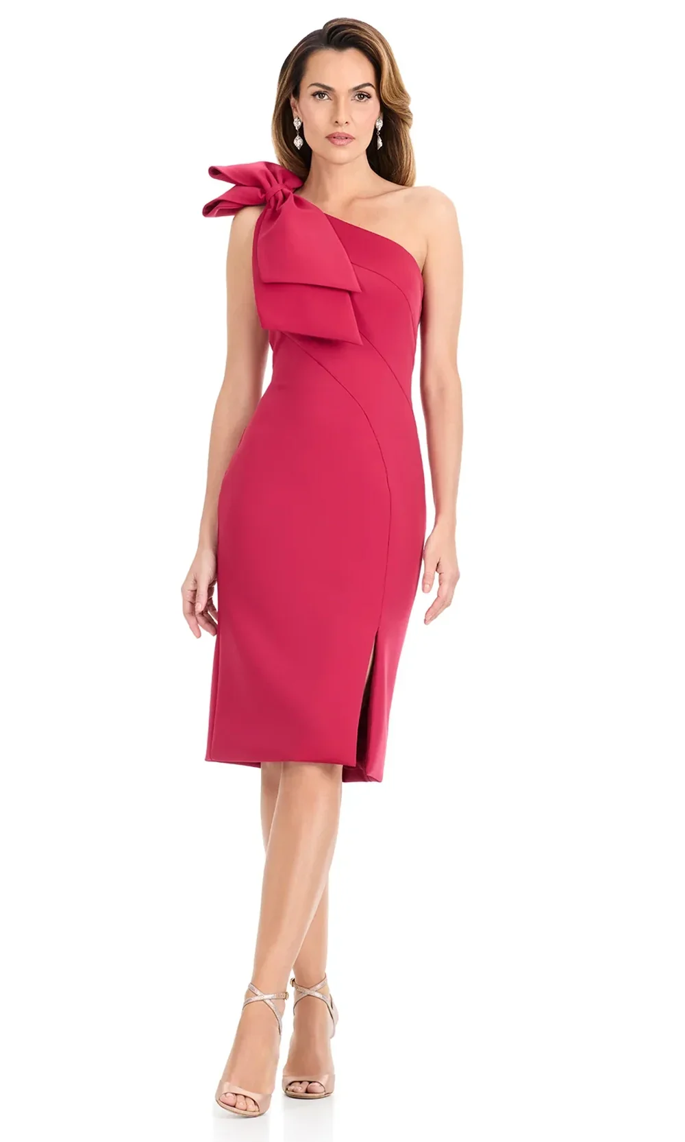 Ashley Lauren E4915 - Knee-Length Bodycon Asymmetric Dress - Image 3
