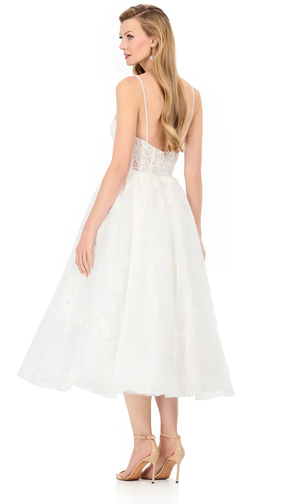 Ashley Lauren E4937 - Spaghetti Strap Embroidered Midi Dress - Image 2