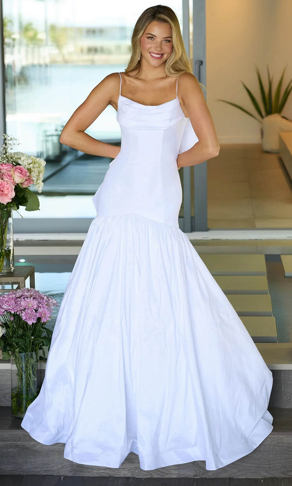 Ava Presley 26422 - Pleated Cowl Neck Bow Accent Mermaid Gown - Image 6