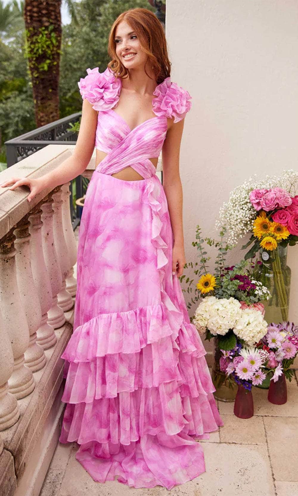 Ava Presley 40117 - Crisscross Bodice Tie-Dye Gown - Image 3