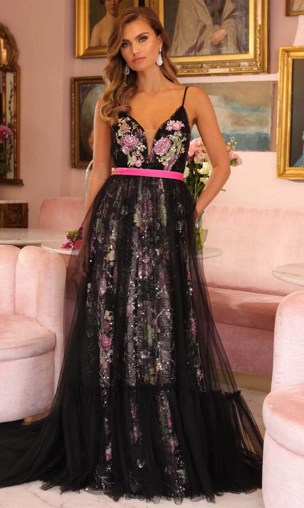 Ava Presley 47013 - Waistband Sheer Insert Prom Gown - Image 3