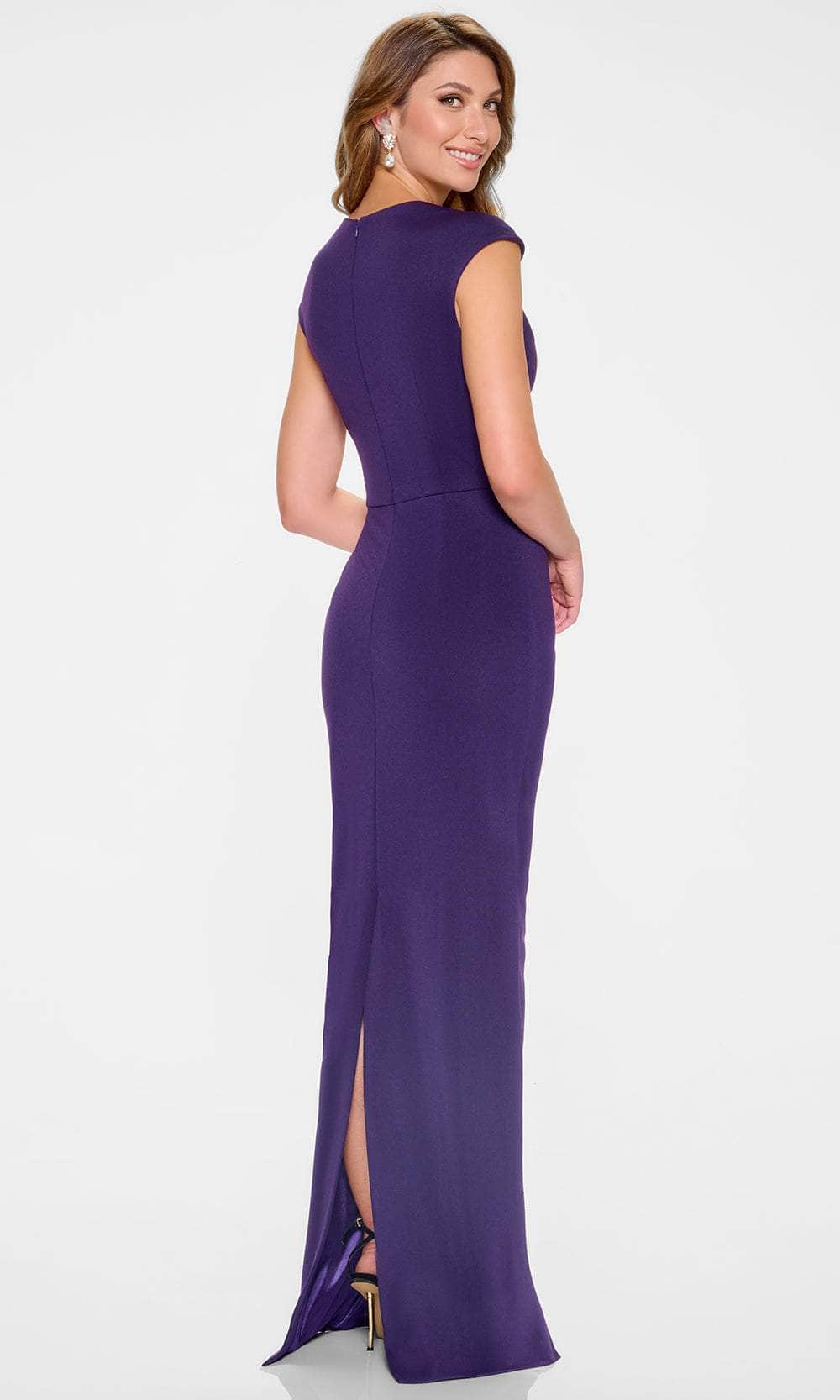 Cameron Blake CB205 - Beaded Accent Asymmetric Neck Gown - Image 2