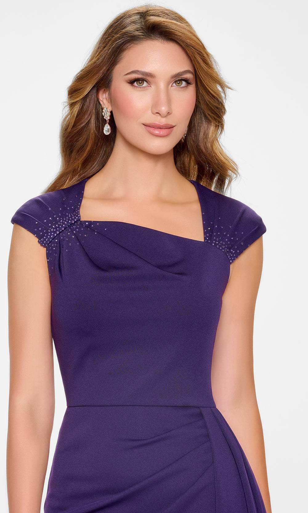 Cameron Blake CB205 - Beaded Accent Asymmetric Neck Gown - Image 3