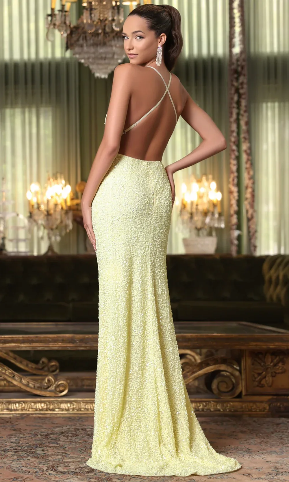 Chandalier 30086 - Fitted Sequin Dress with Front Slit - Image 9