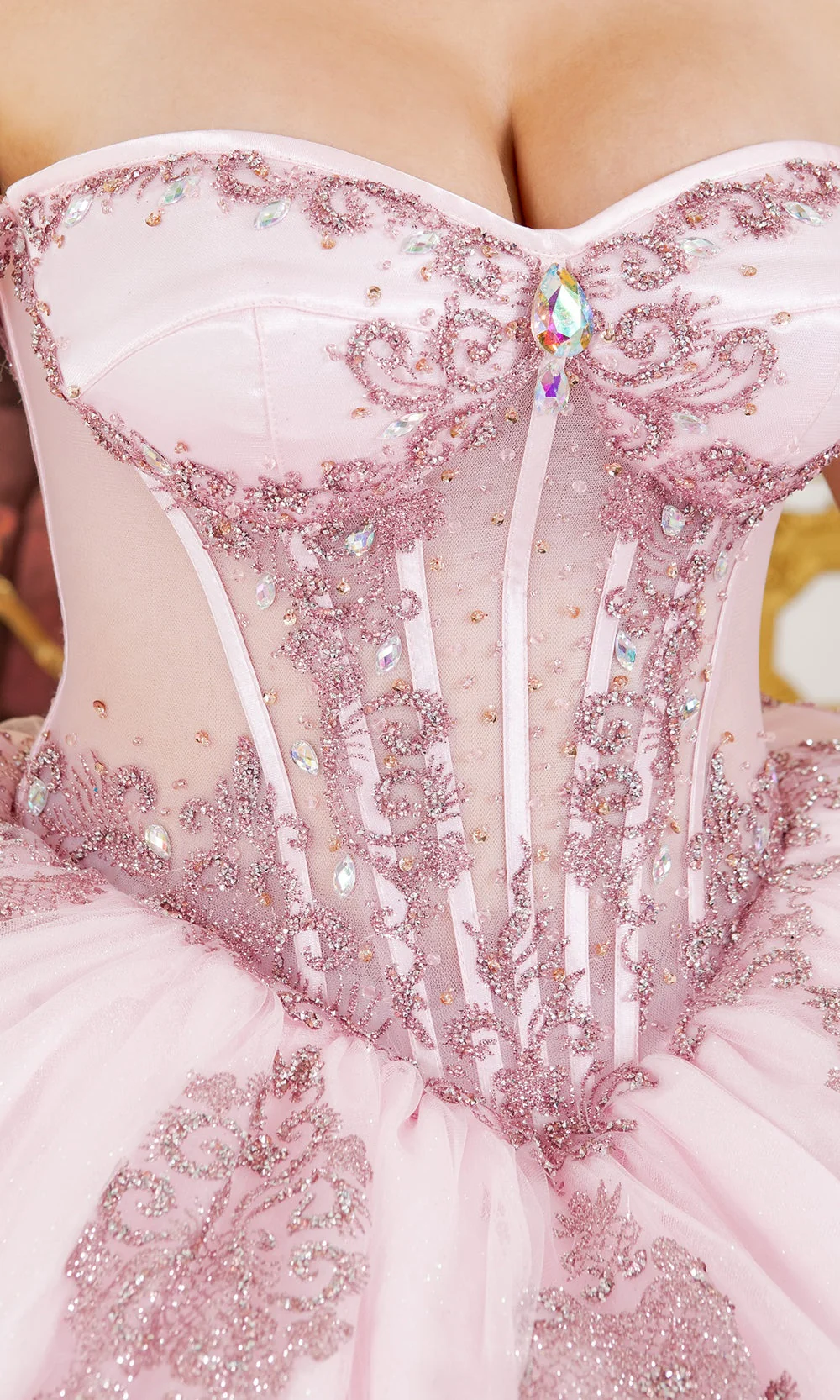 Cinderella Couture 8190J - Illusion Corset Off Shoulder Gown with Bow - Image 11