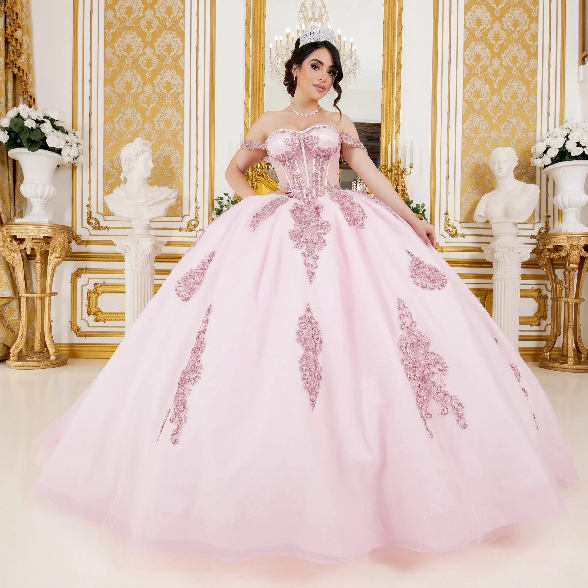 Cinderella Couture 8190J - Illusion Corset Off Shoulder Gown with Bow - Image 12