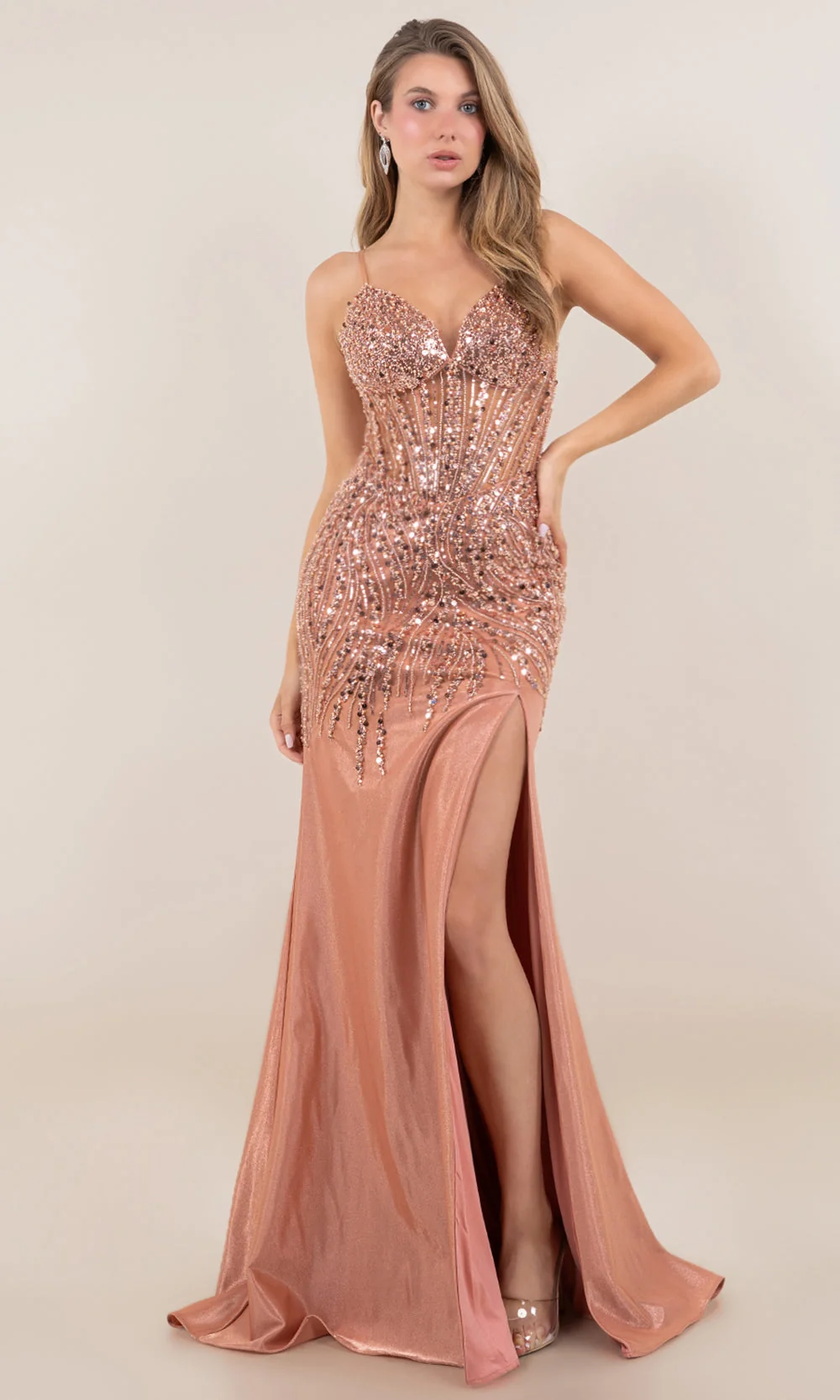 Cinderella Couture 8329J - Beaded Sequin Illusion Bodice Prom Gown - Image 11