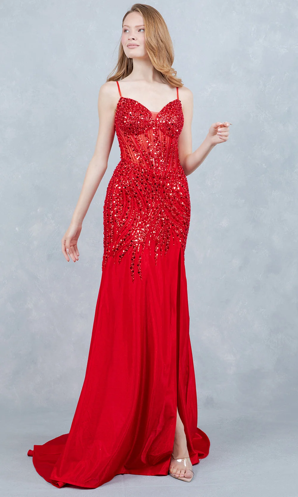 Cinderella Couture 8329J - Beaded Sequin Illusion Bodice Prom Gown - Image 4