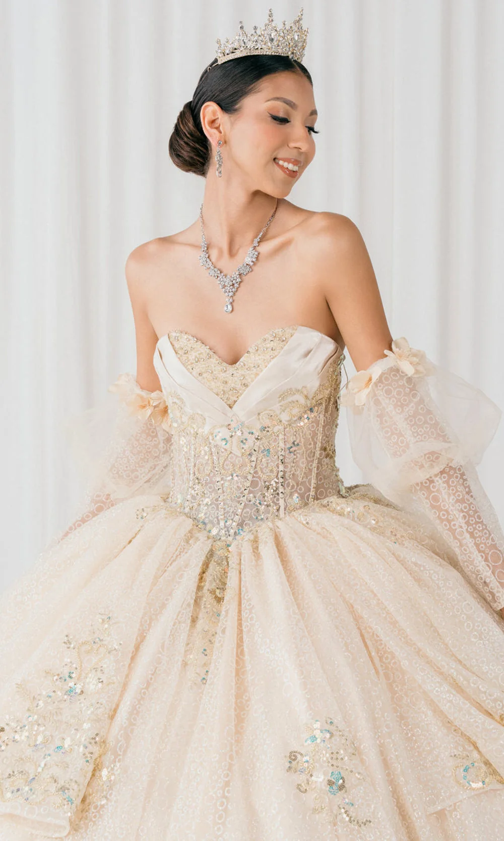 Cinderella Couture 8385J - Long Sleeve Layered Quince Gown - Image 3