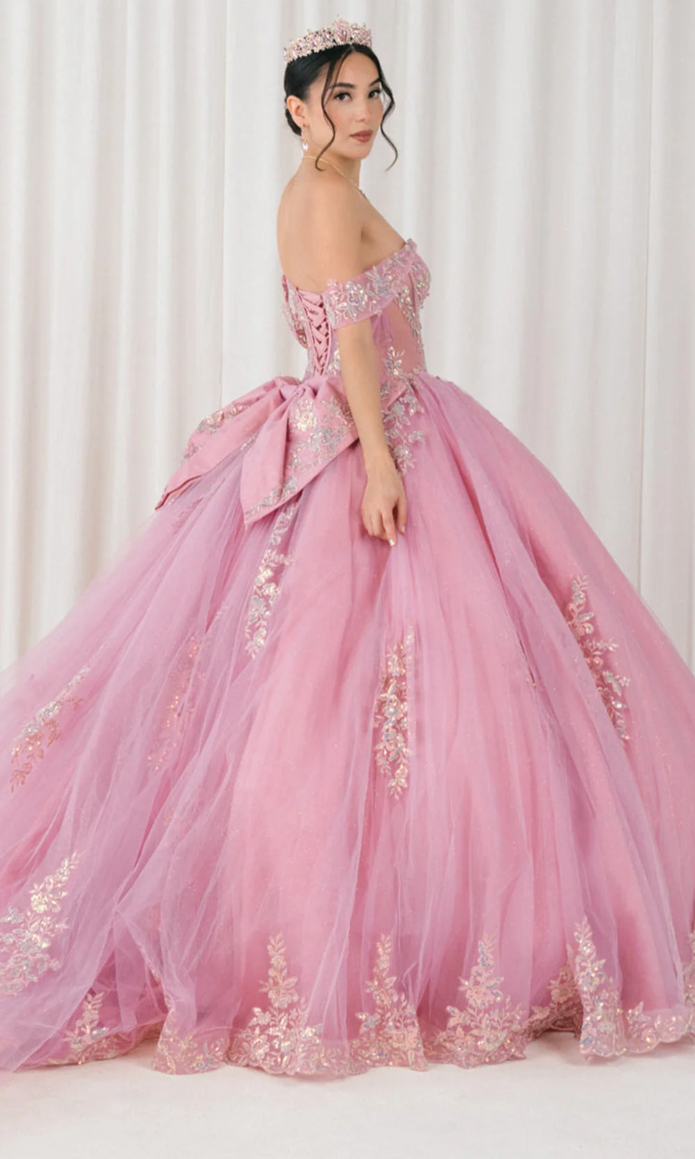 Cinderella Couture 8405JQ - Draped Off Shoulder Applique Tulle Ballgown - Image 2