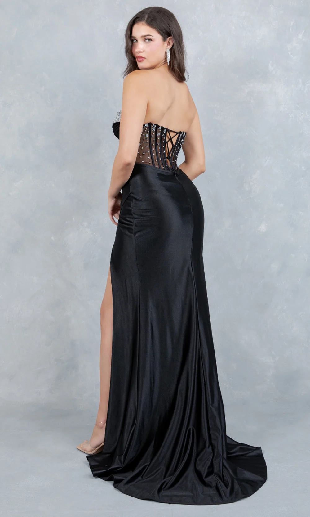 Cinderella Couture 8449J - Floral Applique Illusion Strapless Prom Gown - Image 2
