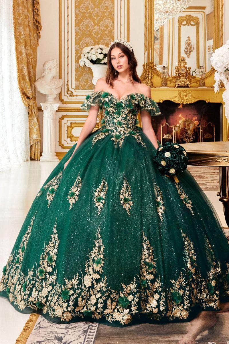 Cinderella Divine 15701 - Elegant Ruffled Off-Shoulder Gown - Image 10