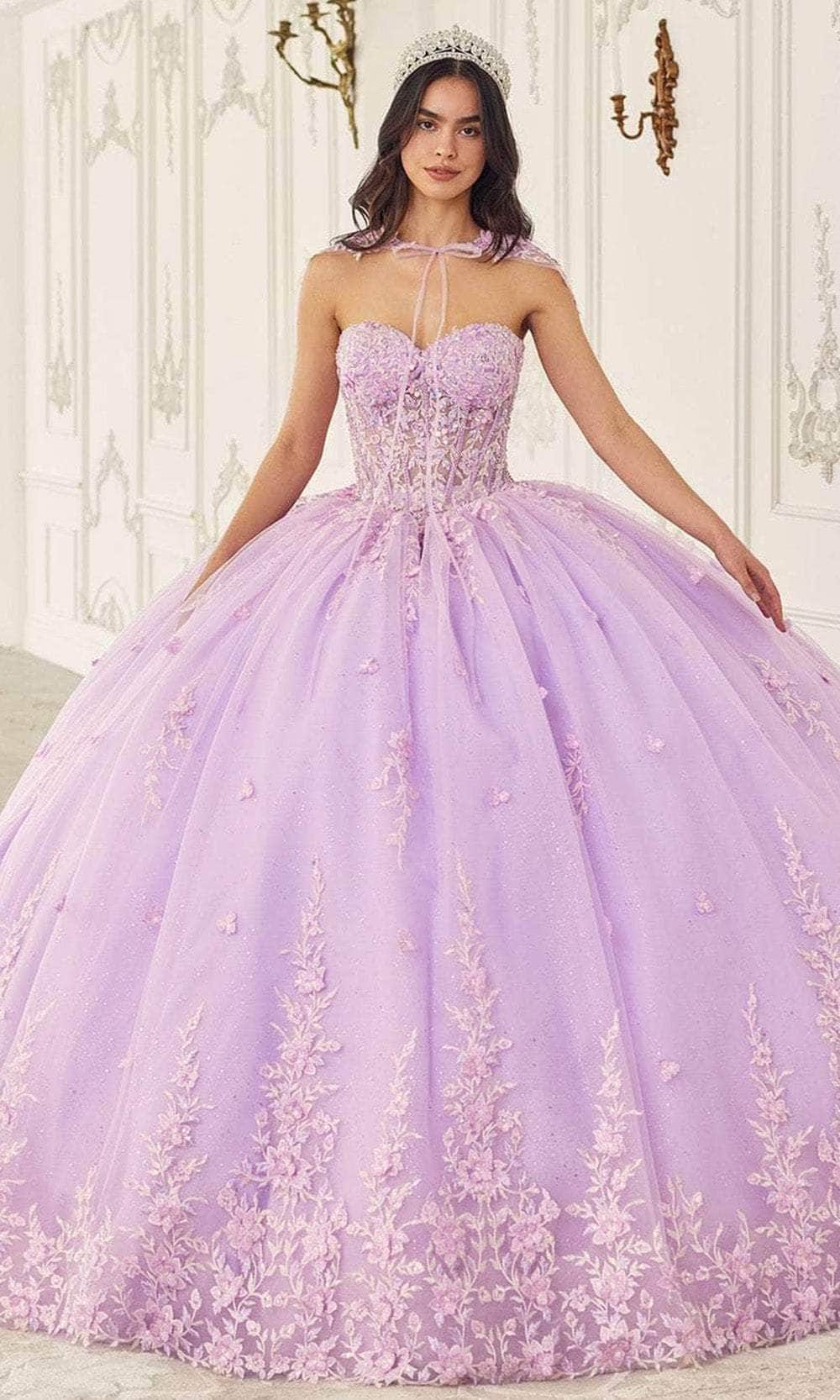 Cinderella Divine 15723 - Elegant Cape-Accented Ballgown - Image 3