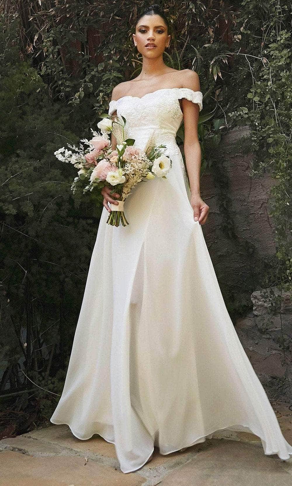 Cinderella Divine 7258W - Scalloped Off Shoulder Wedding Dress - Image 2