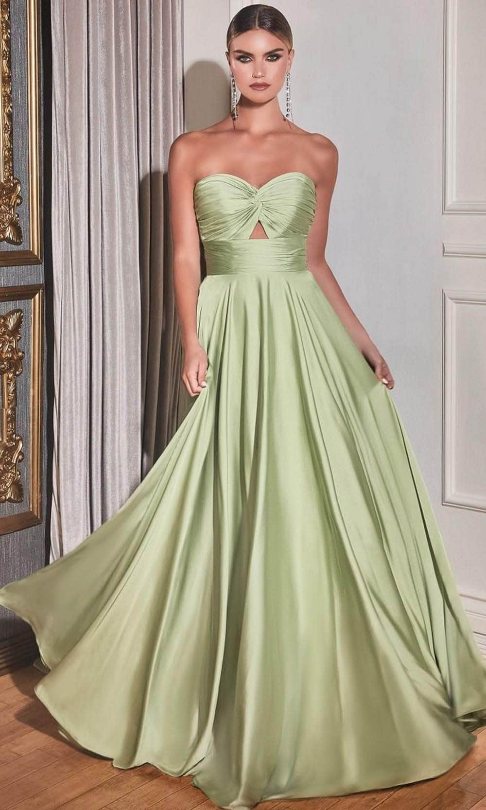 Cinderella Divine 7496 - Keyhole Detail Strapless Satin Dress - Image 9
