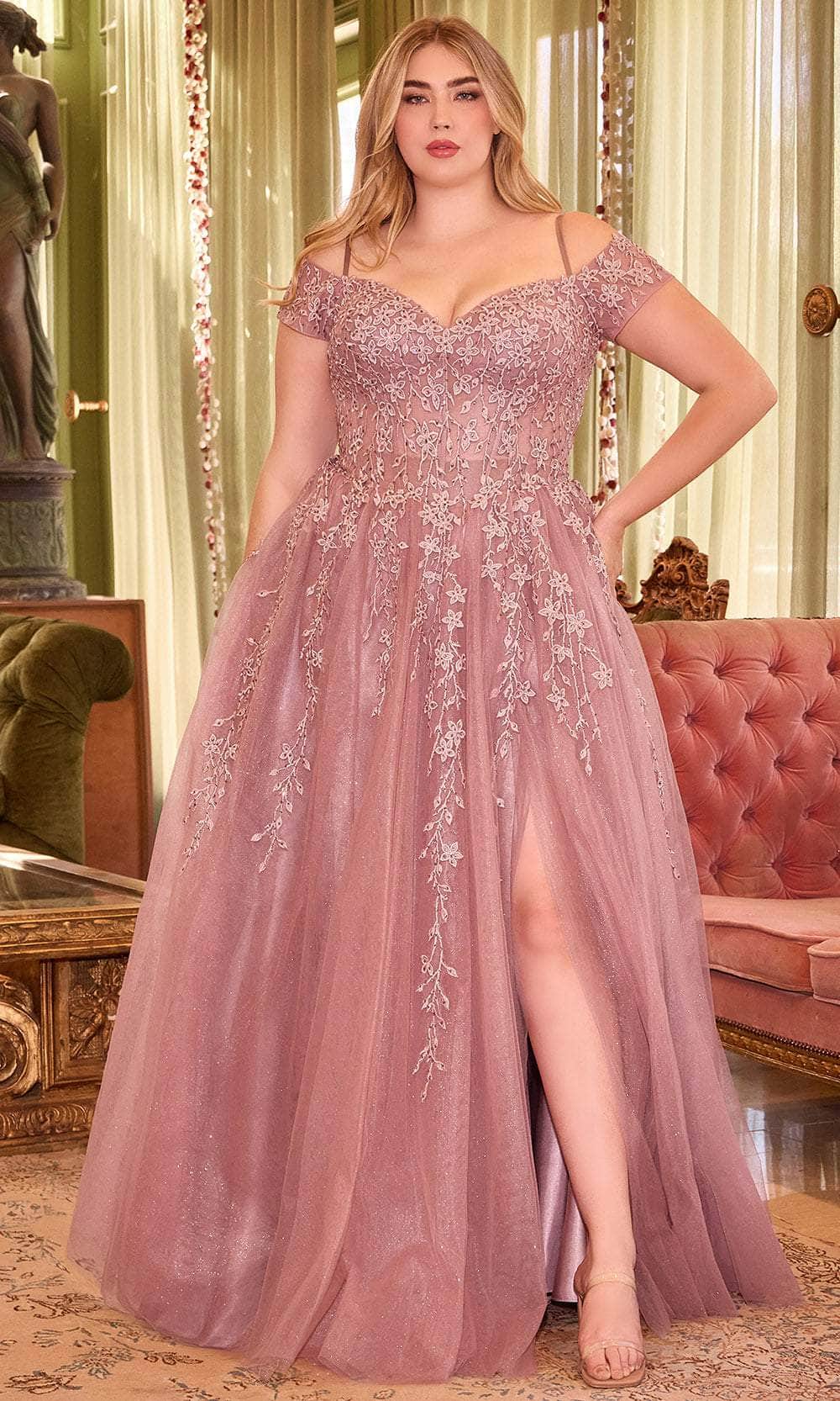 Cinderella Divine C154C - Corset Style Cold Shoulder Prom Dress - Image 2