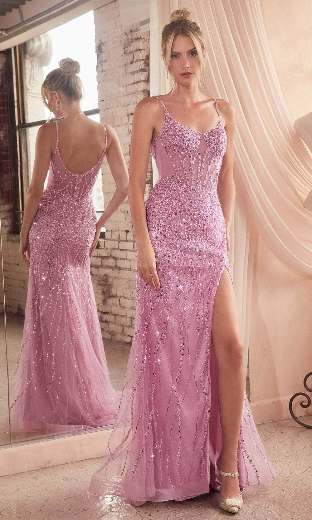 Cinderella Divine CD0220 - Illusion Prom Dress with Beaded Scoop Neckline - Image 5