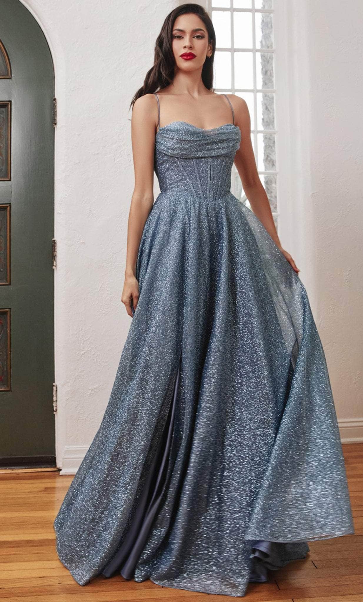 Cinderella Divine CD252C - Sparkling Cowl Neck Evening Dress - Image 4