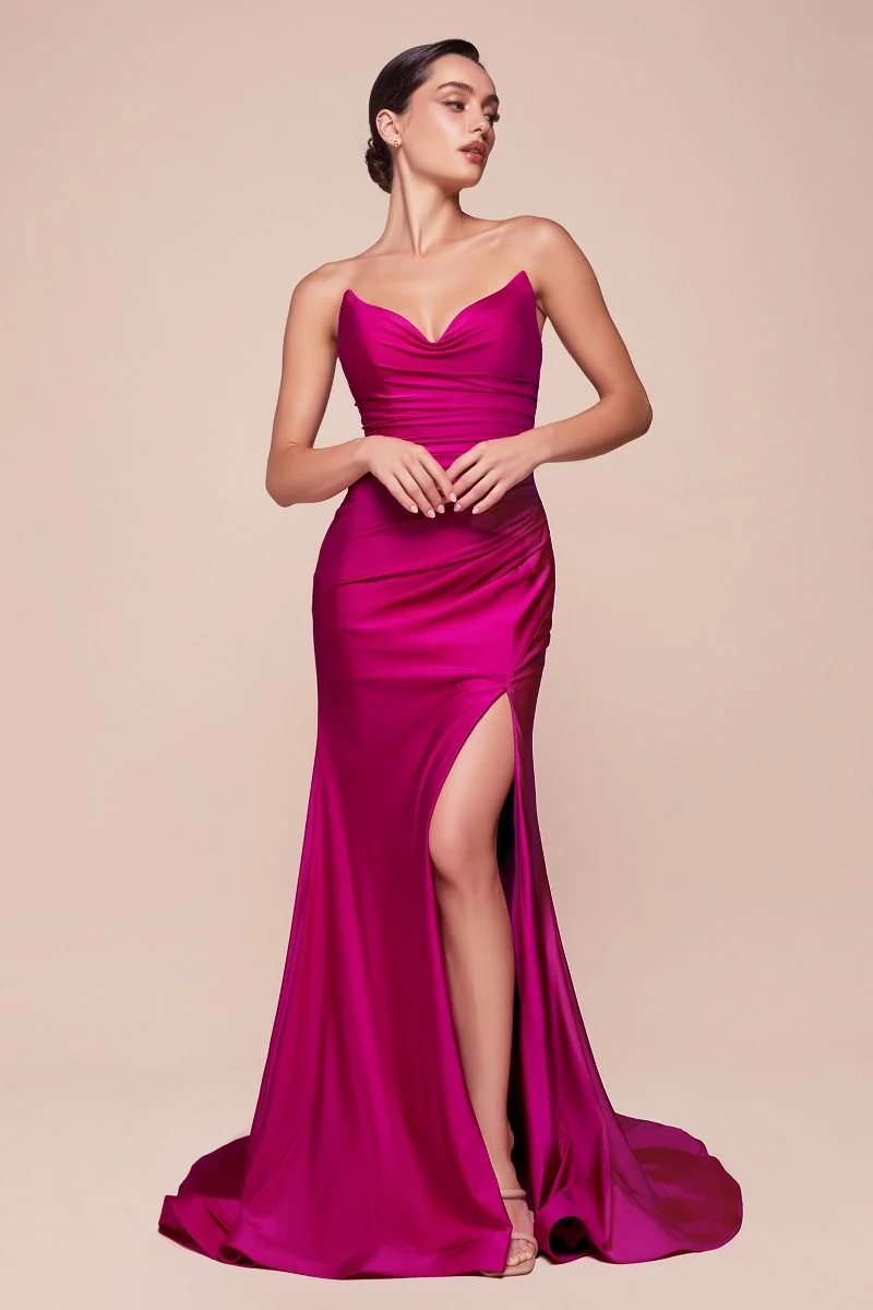 Cinderella Divine CD791 - Strapless Satin Prom Dress - Image 9