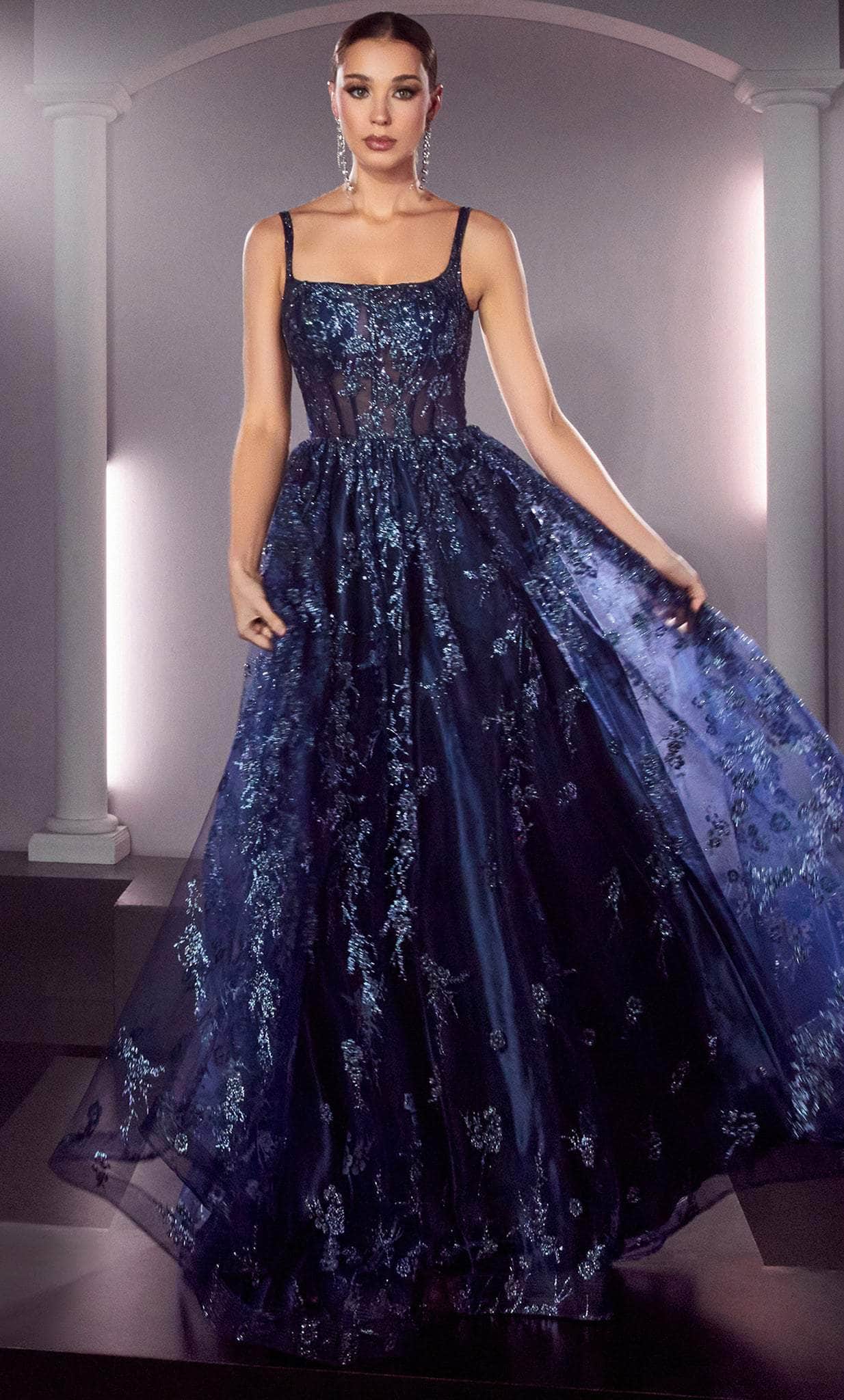 Cinderella Divine J840 - Shimmering Square Neck Evening Dress - Image 3