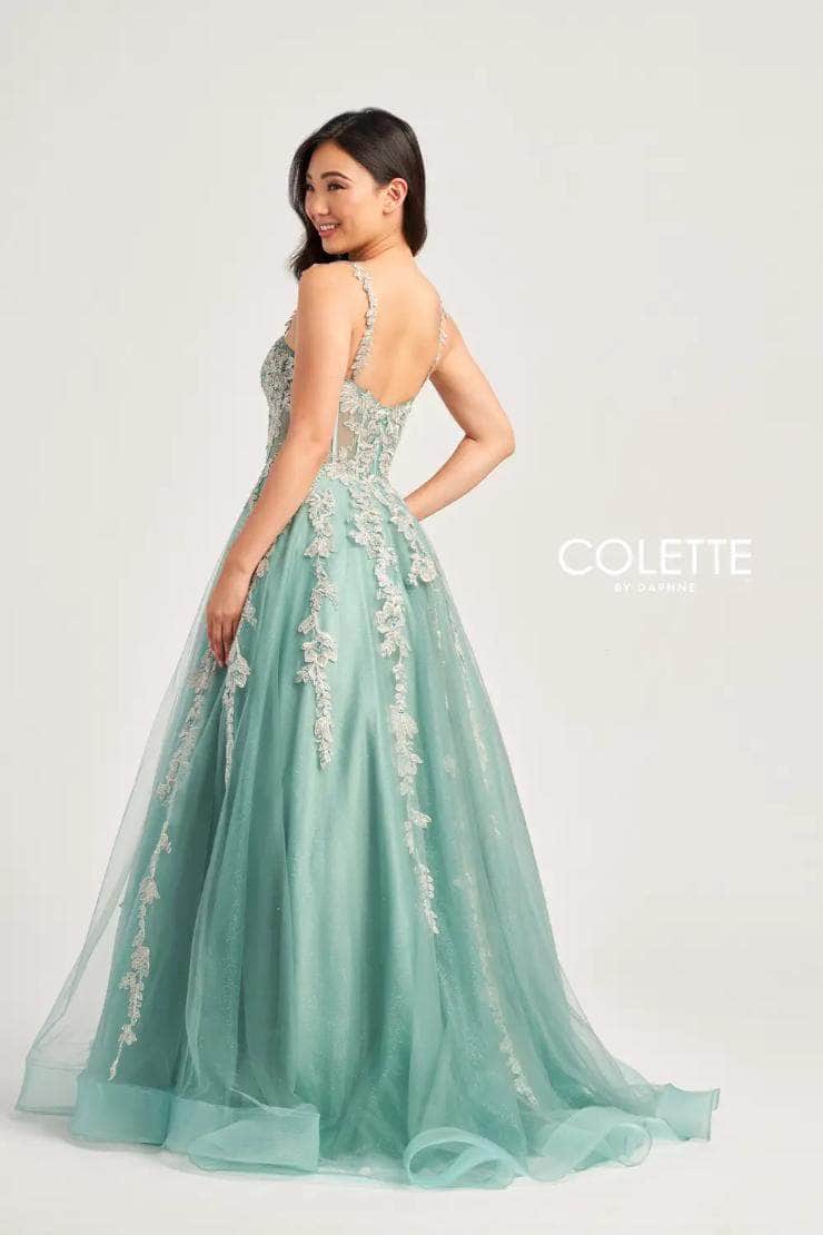 Colette By Daphne CL5165 - Applique Glitter Long Gown - Image 5